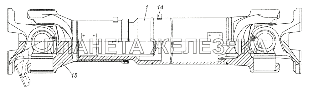 6520-2205011-11 Вал карданный среднего моста КамАЗ-6520 (Euro-2, 3)